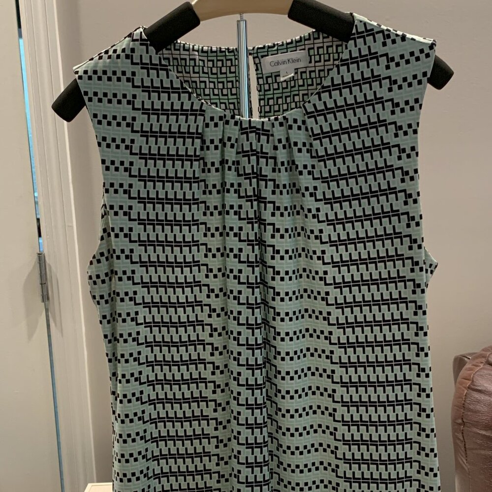 Calvin Klein Pleated Sleeveless Blouse